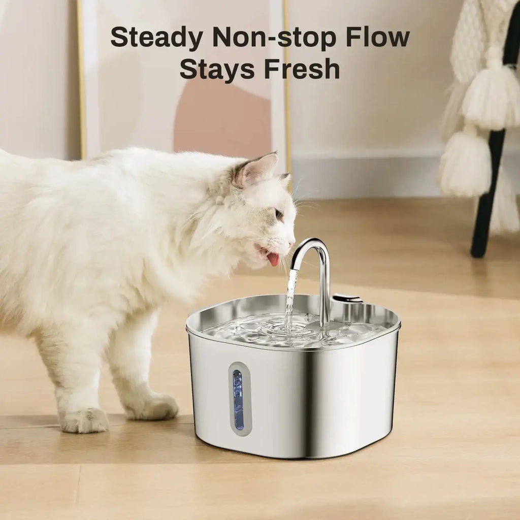 The Growing Mart Stainless Steel Cat Water Fountain – 2.2L Automatic Hydration System