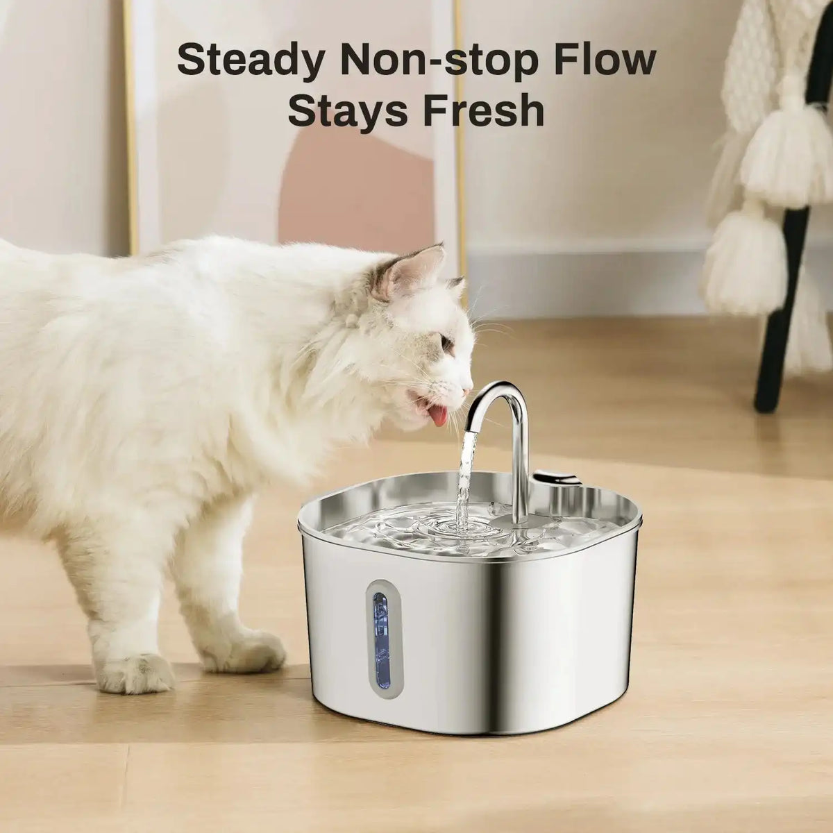 The Growing Mart Stainless Steel Cat Water Fountain – 2.2L Automatic Hydration System