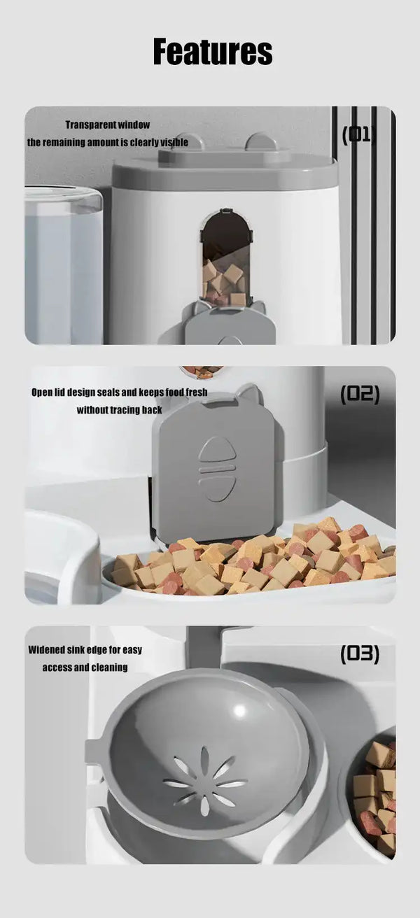 The Growing Mart Pet Feeder with Water Dispenser Large Capacity 2-in-1
