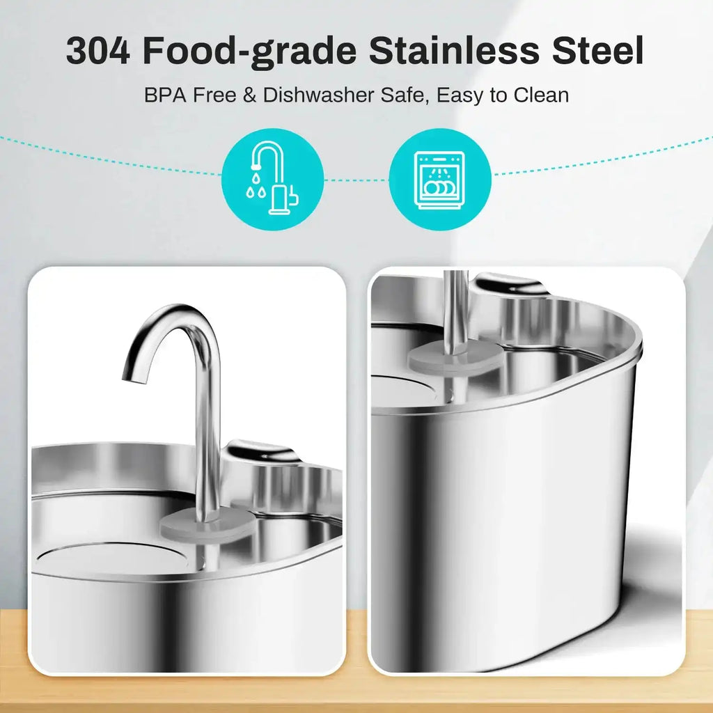 The Growing Mart Stainless Steel Cat Water Fountain – 2.2L Automatic Hydration System