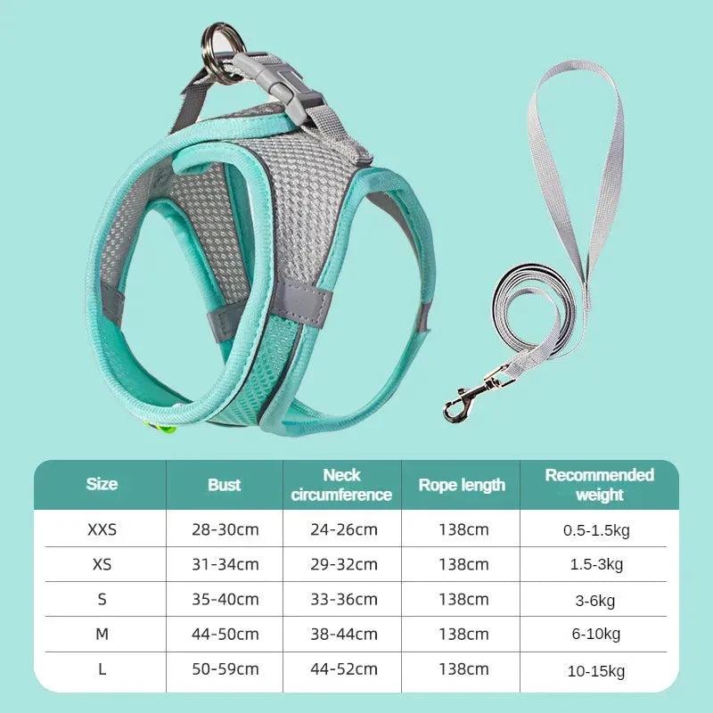 The Growing Mart Puppy Harness Set Adjustable No-Pull Leash Combo