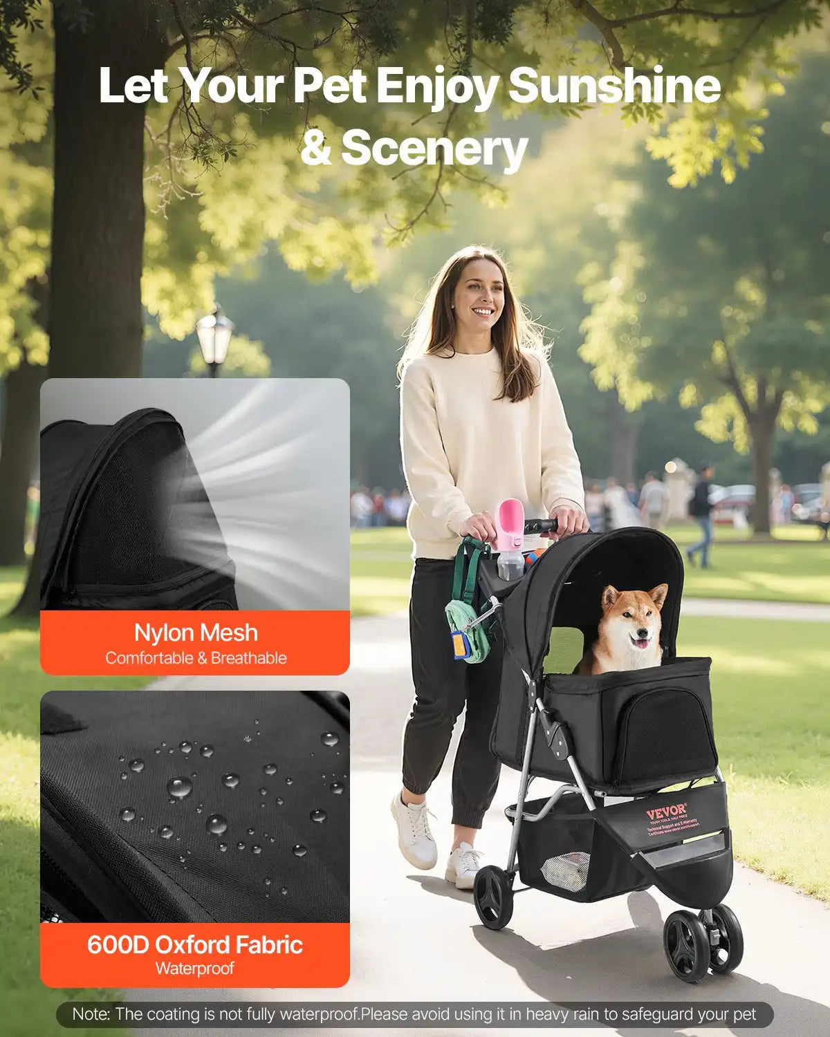 The Growing Mart Foldable 3 Wheel Pet Stroller with Brake for Safe Travel Secondary image