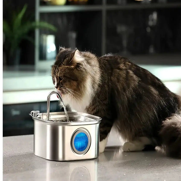 The Growing Mart Stainless Steel Cat Water Fountain – 2.2L Automatic Hydration System